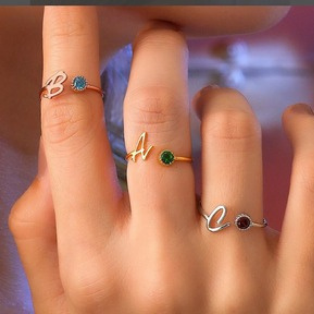 LETTER OR BIRTHSTONE YÜZÜK