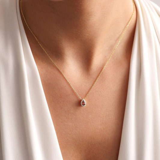 DROP WITH STONES AROUND IT NECKLACE