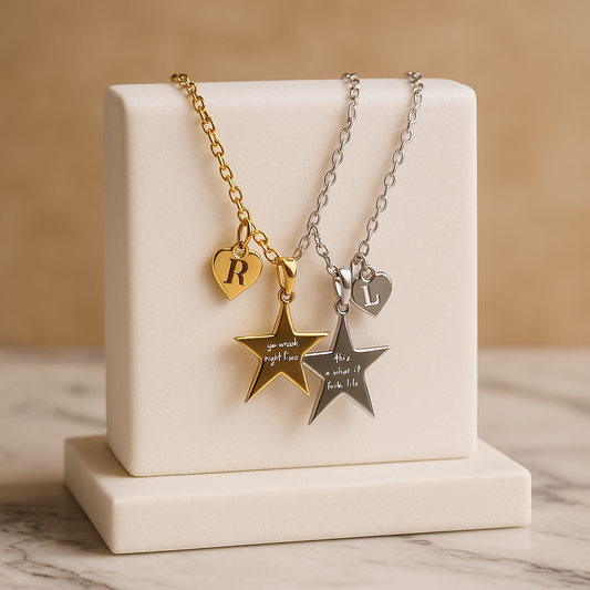 STAR & INITIALS DOUBLE PENDANT KOLYE