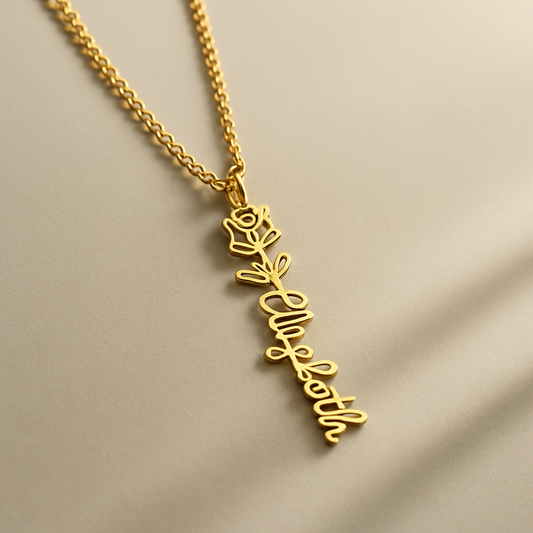 Birth Flower Name Necklace