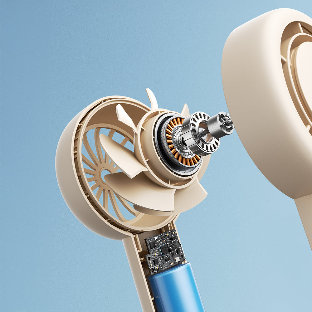 Aecooly PB01 İç Spiralli Çift Halka Hava Akışı Teknolojili 5 Kademeli Portatif Soğutucu El Fanı Siyah