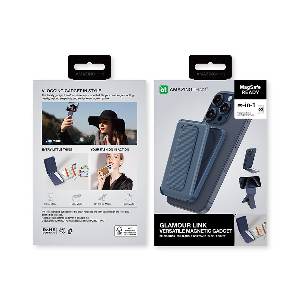 Amazingthing Glamour Link Functional Versatile Grip Stand Magnetic Card Holder Gray