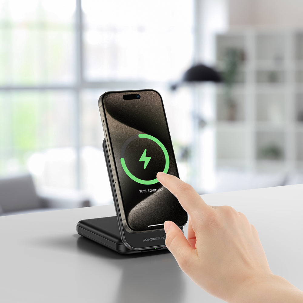 Amazingthing Thunder Pro Mag 6in1 PD22.5W Foldable Stand Wireless Power Bank 8000mAh Black