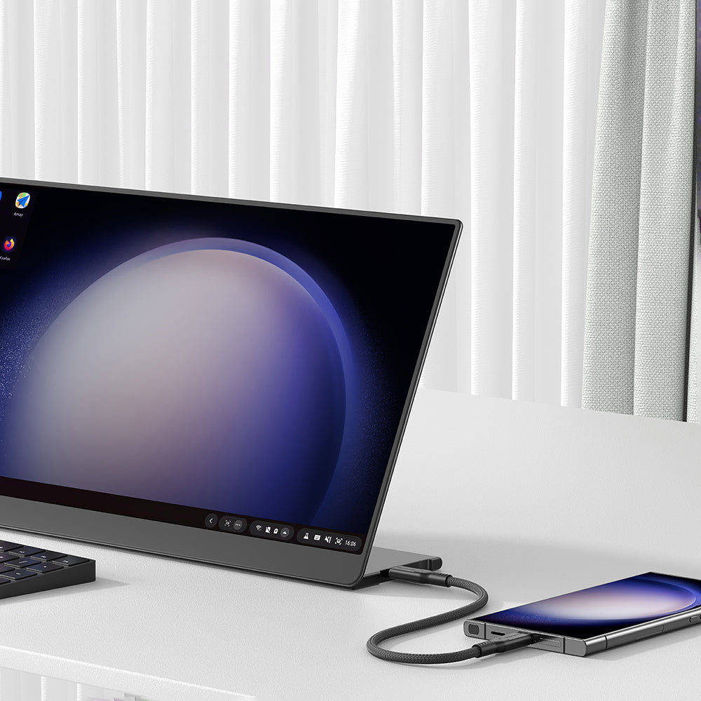 Amazingthing Thunder Pro USB3.2 Gen2 PD3.1 Port Korumalı Type-C to Type-C Kablo 120cm 240W 4K@60Hz Gri