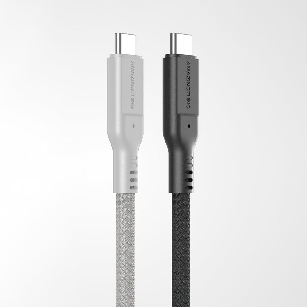 Amazingthing Thunder Pro USB3.2 Gen2 PD3.1 Port Korumalı Type-C to Type-C Kablo 120cm 240W 4K@60Hz Gri