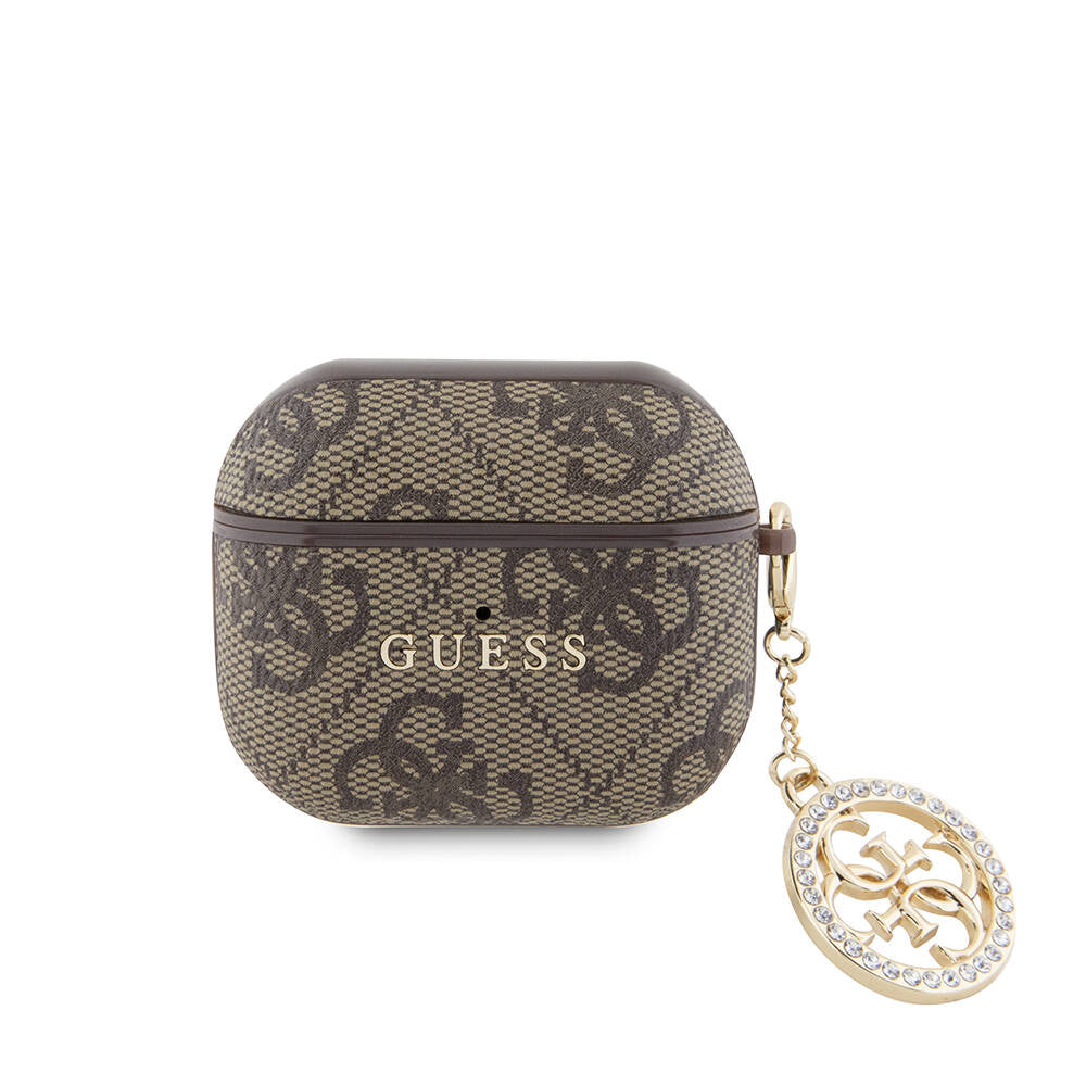 Apple Airpods 3rd Generation Case Guess Original Licensed PU Leather 4G Patterned 4G Charm Cover Brown