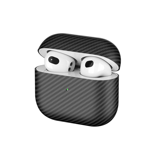 Apple Airpods 3. Nesil Zore Airbag 43 600D Karbon Fiber Kulaklık Kılıfı Siyah