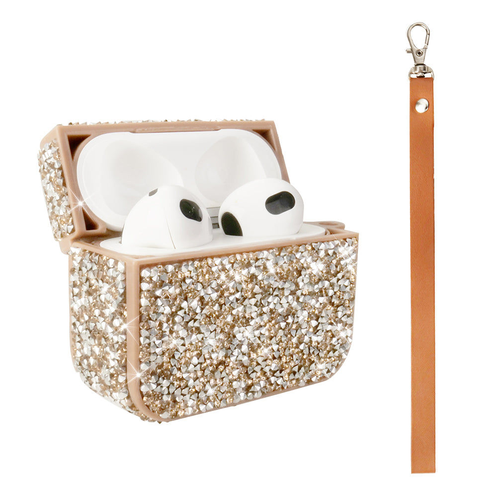 Apple Airpods 3. Nesil Zore Airbag 45 Bilek Askı Aparatlı Simli Şeffaf Kılıf Gold