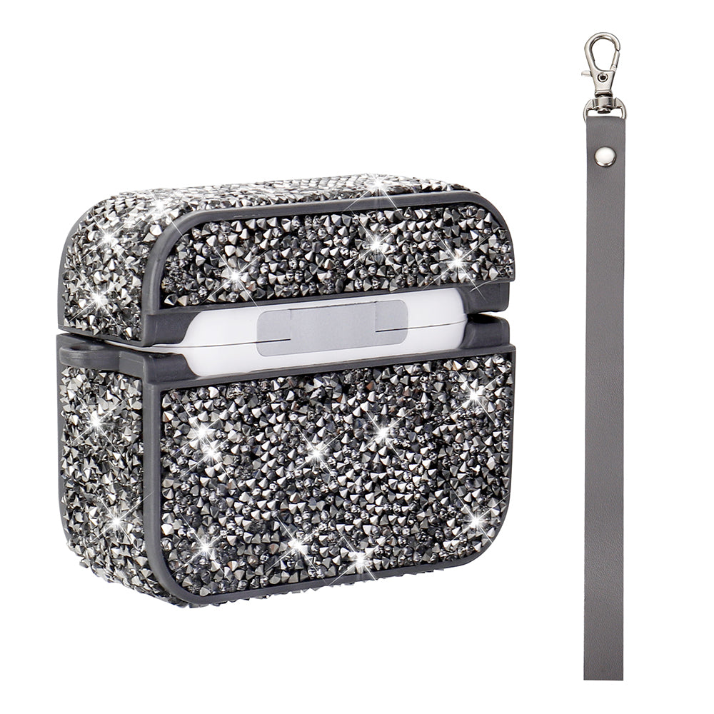 Apple Airpods 3. Nesil Zore Airbag 45 Bilek Askı Aparatlı Simli Şeffaf Kılıf Siyah