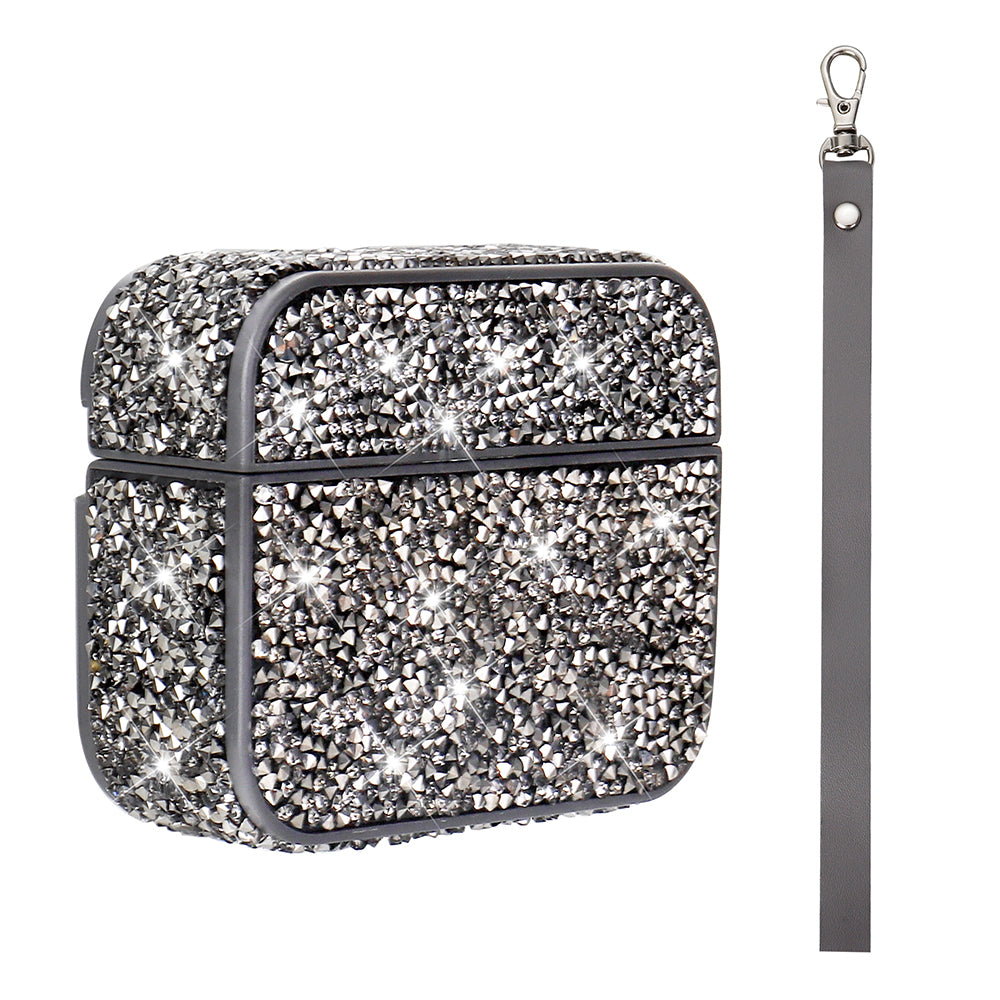 Apple Airpods 3. Nesil Zore Airbag 45 Bilek Askı Aparatlı Simli Şeffaf Kılıf Gri