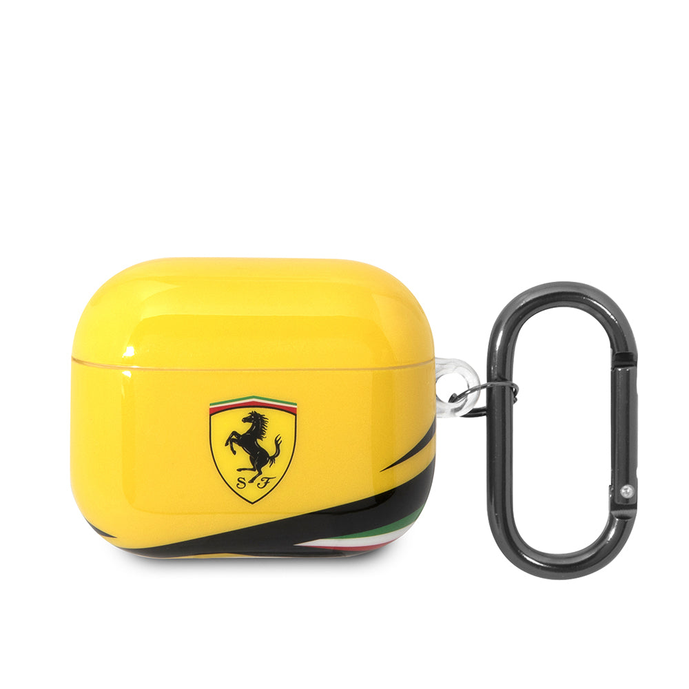 Apple Airpods 3rd Generation Case Ferrari Original Licensed IML Printed Classic Logo TPU Case Yellow