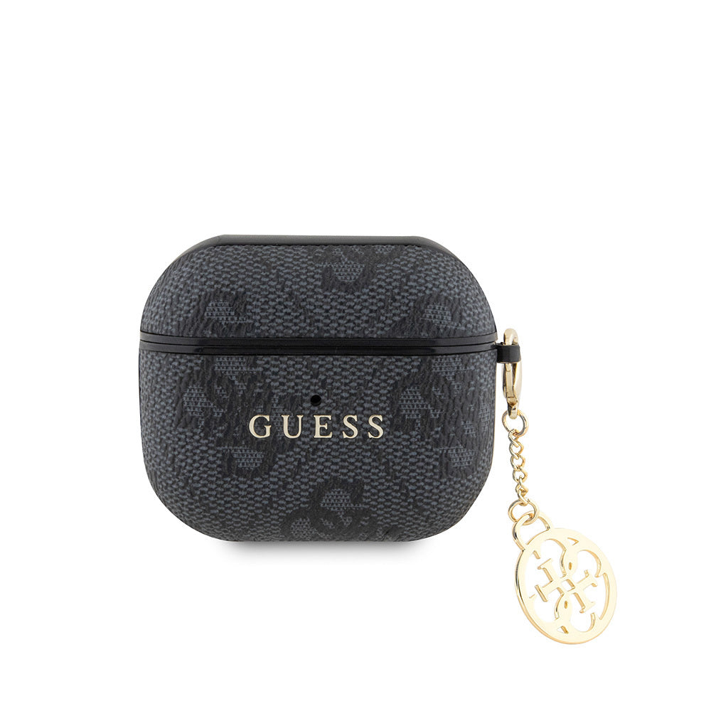 Apple Airpods 3rd Generation Case Guess Original Licensed PU Leather 4G Patterned 4G Plain Strap Case Black