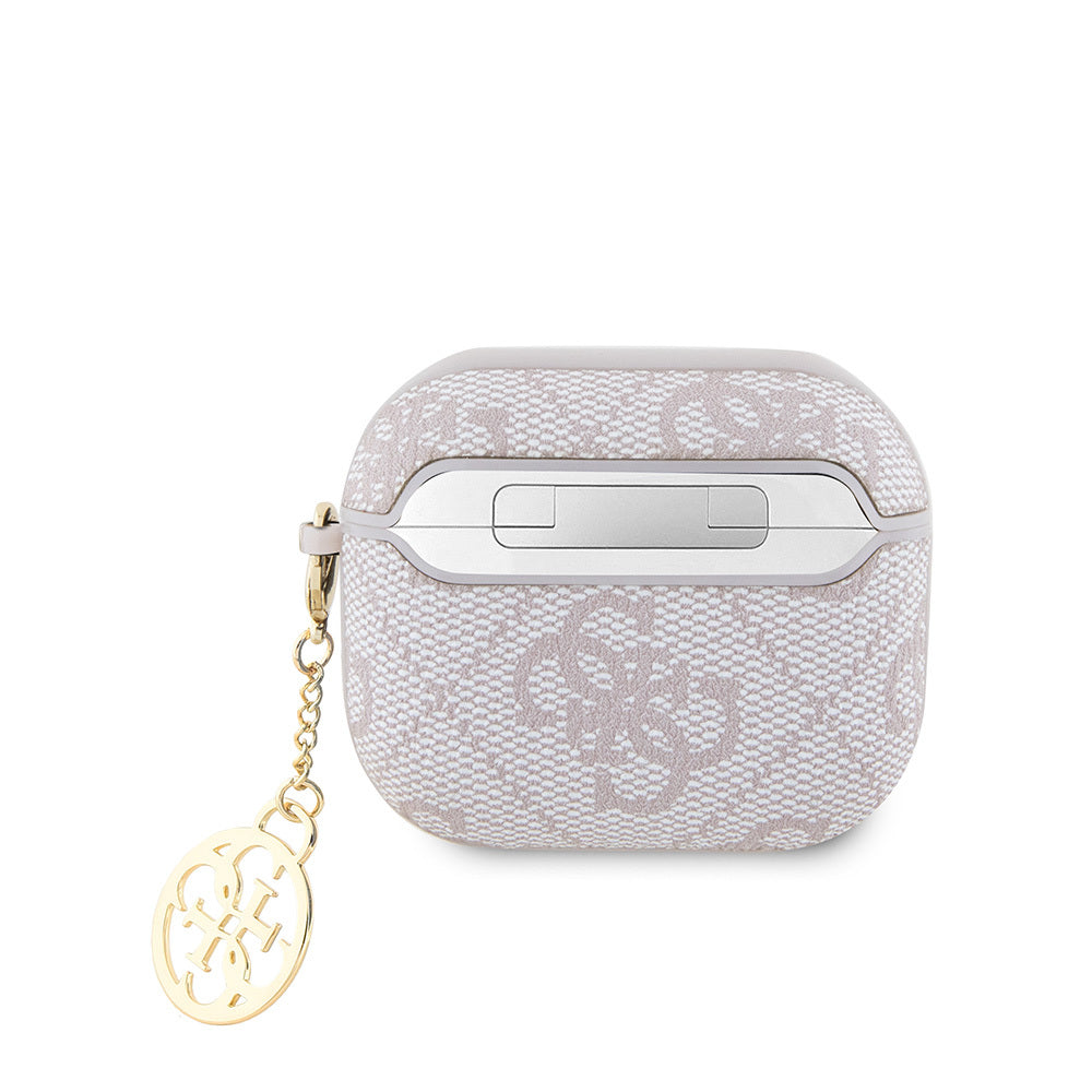 Apple Airpods 3rd Generation Case Guess Original Licensed PU Leather 4G Patterned 4G Plain Strap Case Pink