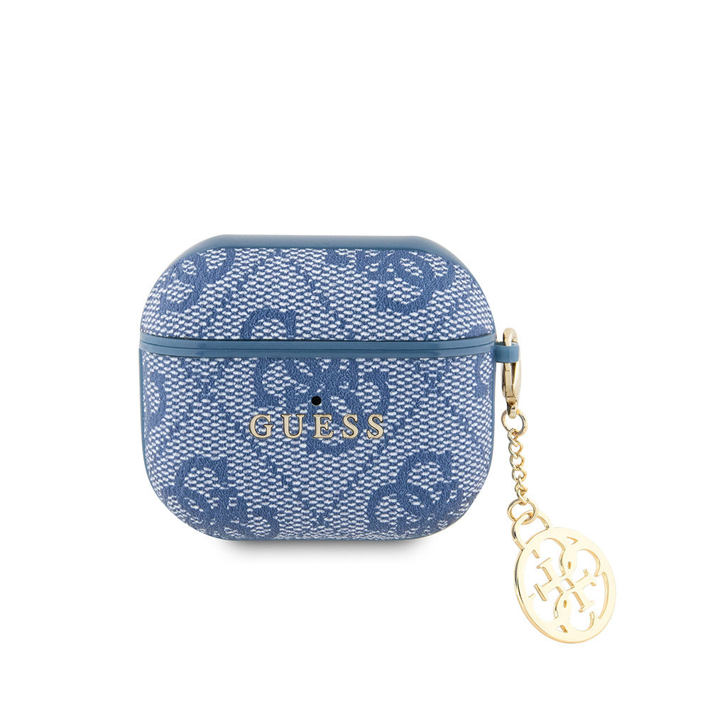 Apple Airpods 3rd Generation Case Guess Original Licensed PU Leather 4G Patterned 4G Plain Strap Case Blue