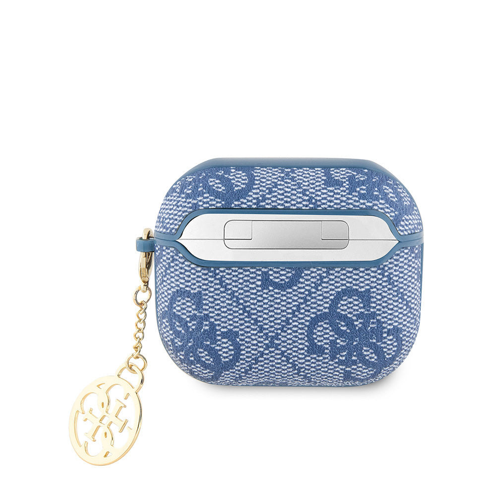 Apple Airpods 3rd Generation Case Guess Original Licensed PU Leather 4G Patterned 4G Plain Strap Case Blue
