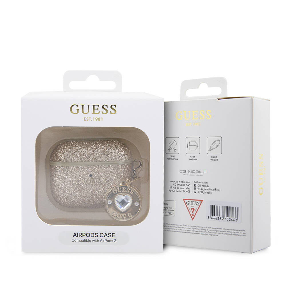 Apple Airpods 3rd Generation Case Guess Original Licensed PU Leather Blue White Striped Metal Logo Cover Black