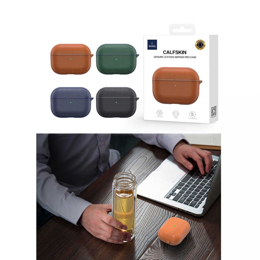 Apple Airpods 3rd Generation Case Wiwu Calfskin Case Brown