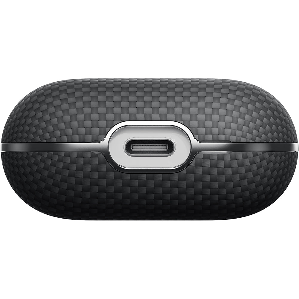 Apple Airpods 4 Case 1500D Aramid Fiber Pitaka Ultra-Slim Classic Series Black-Grey Twill Cover Black-Grey
