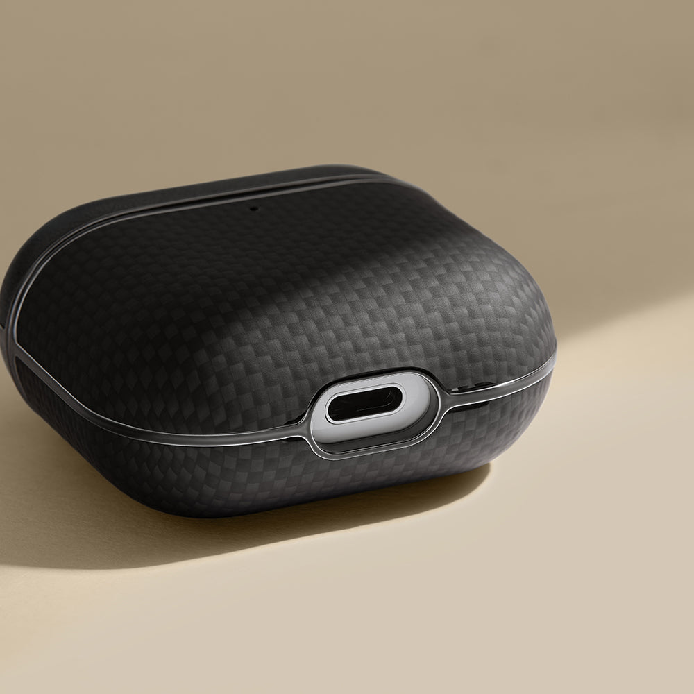Apple Airpods 4 Case 1500D Aramid Fiber Pitaka Ultra-Slim Classic Series Black-Grey Twill Cover Black-Grey