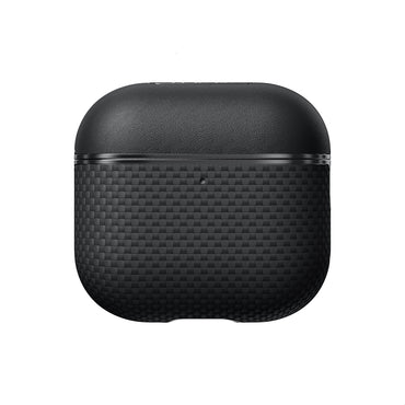 Apple Airpods 4 Kılıf 1500D Aramid Fiber Pitaka Ultra-Slim Classic Serisi Black-Grey Twill Kapak Siyah-Gri