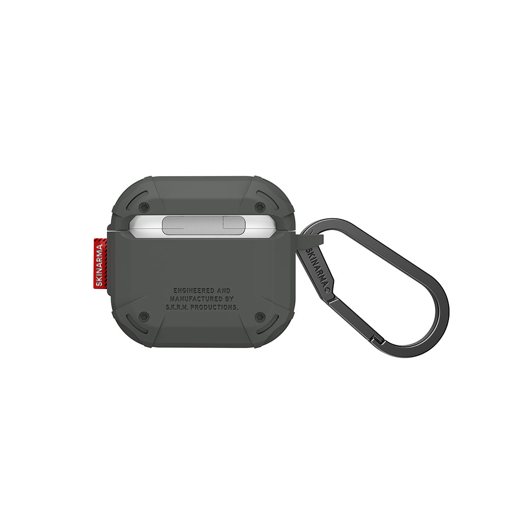 Apple Airpods 4 Kılıf Airbagli Yivli Köşe Tasarımlı 360 Derece Tam Koruma Skinarma Mecha CE Kılıf Beyaz