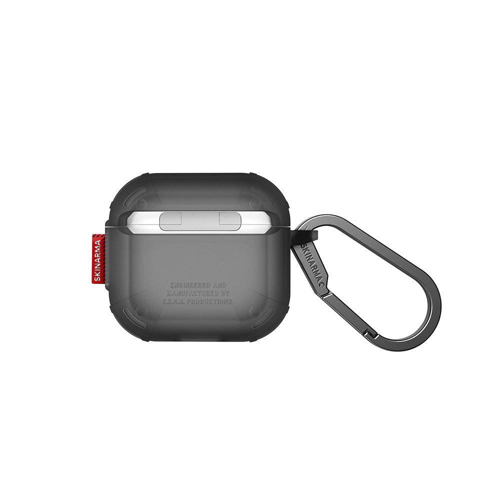 Apple Airpods 4 Kılıf Airbagli Yivli Köşe Tasarımlı 360 Derece Tam Koruma Skinarma Mecha CE Kılıf Füme