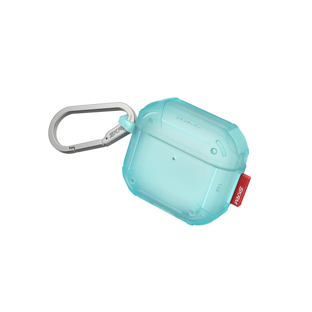 Apple Airpods 4 Case with Airbag, Grooved Corner Design, 360 Degree Full Protection Skinarma Mecha CE Case Turquoise
