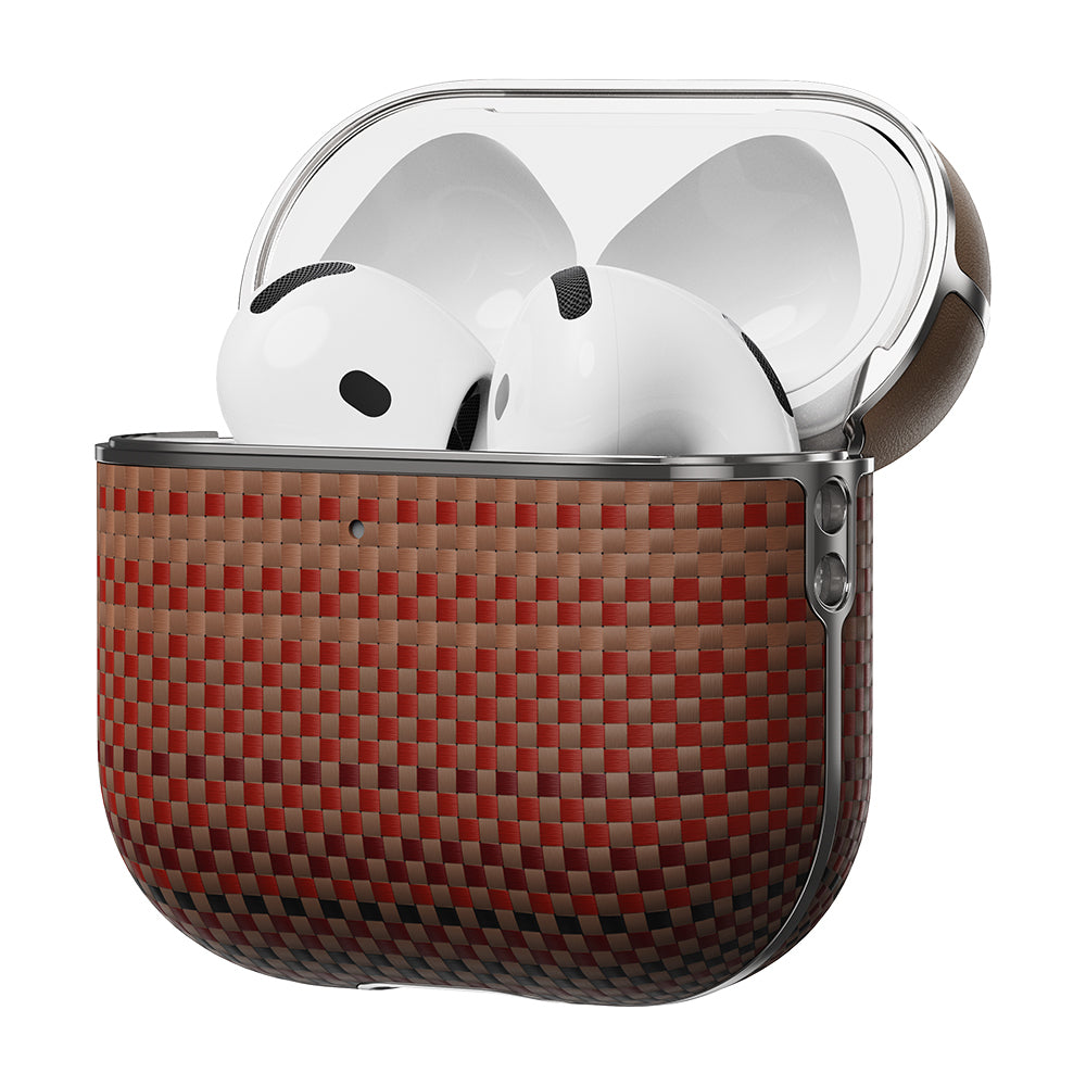 Apple Airpods 4 Case Aramid Fiber Pitaka Tactile Woven Sunset-Moonrise Series Cover Brown