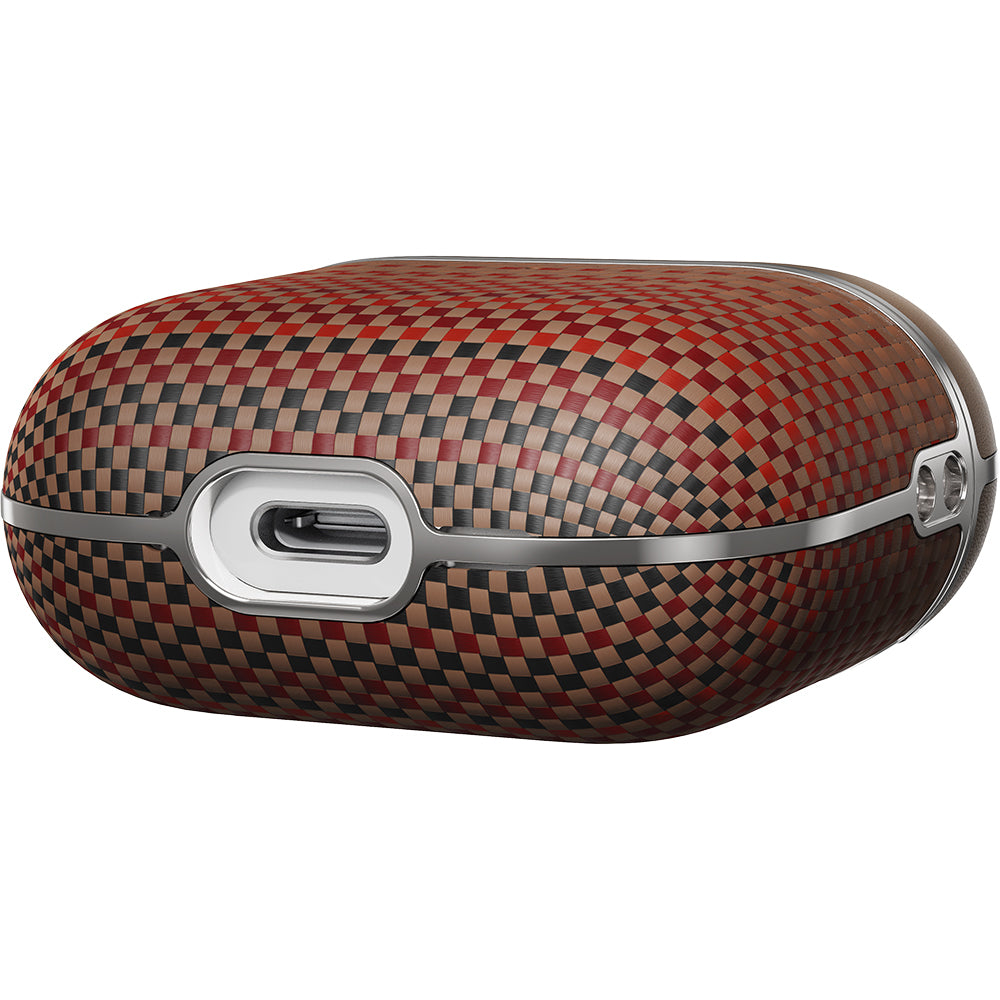Apple Airpods 4 Kılıf Aramid Fiber Pitaka Tactile Woven Sunset-Moonrise Serisi Sunset Kapak Kahverengi