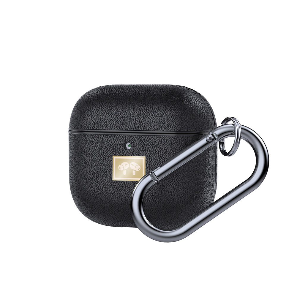Apple Airpods 4 Case Leather Look with Strap Wlons Case Black