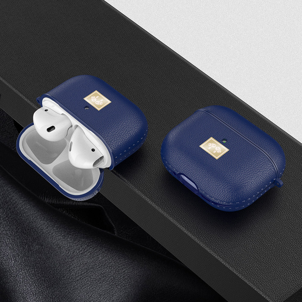 Apple Airpods 4 Case Leather Look with Strap Wlons Case Black
