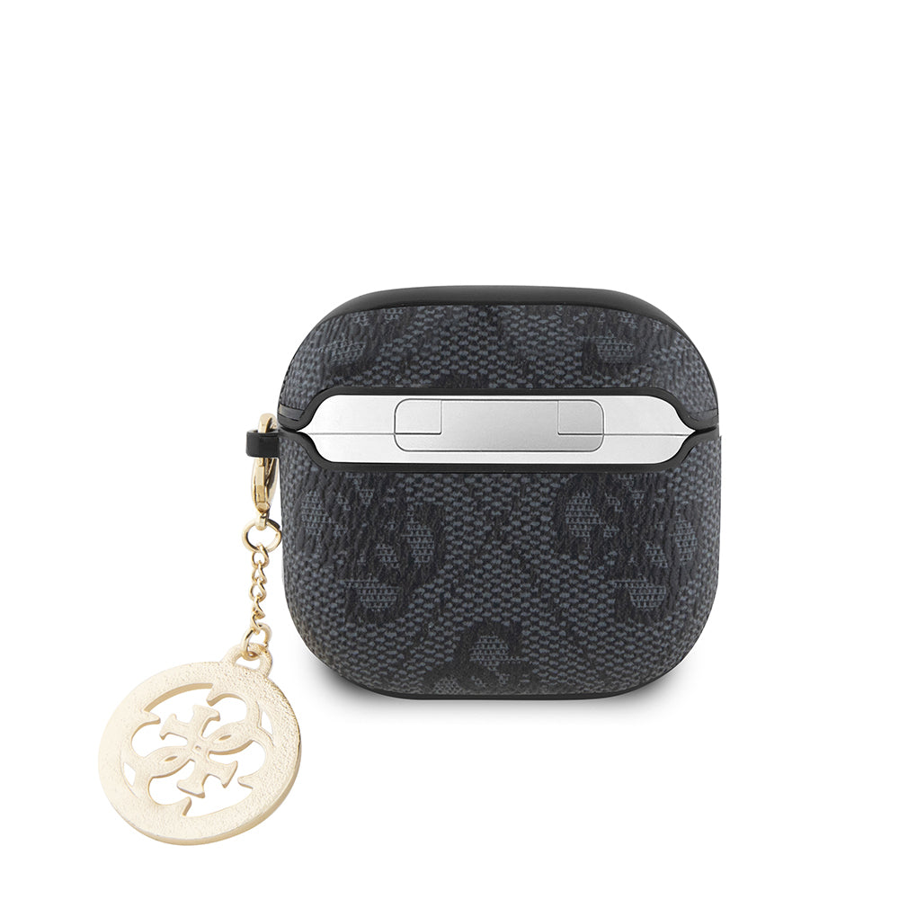 Apple Airpods 4 Case Guess Original Licensed 4G Patterned Stone 4G Ornamental Chain Cover Black