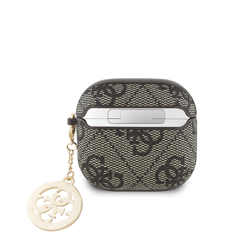 Apple Airpods 4 Case Guess Original Licensed 4G Patterned Stone 4G Ornamental Chain Cover Black