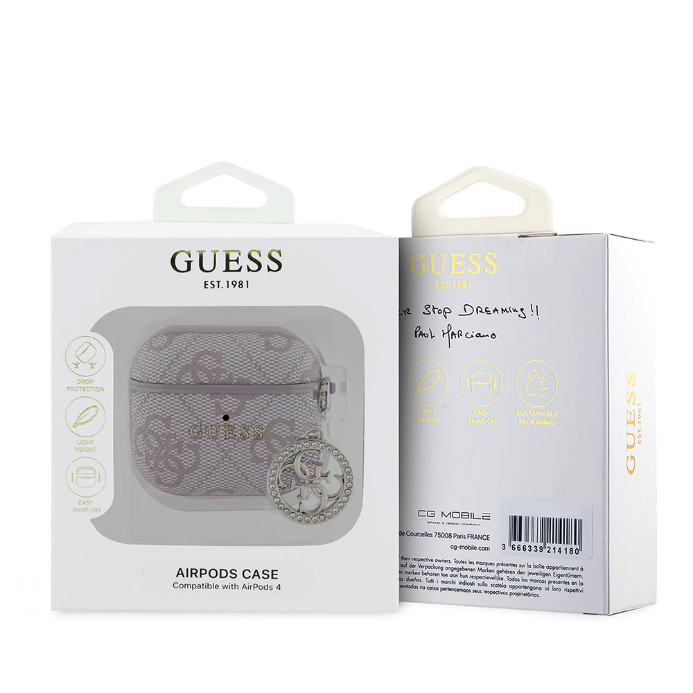 Apple Airpods 4 Case Guess Original Licensed 4G Patterned Stone 4G Ornamental Chain Cover Black