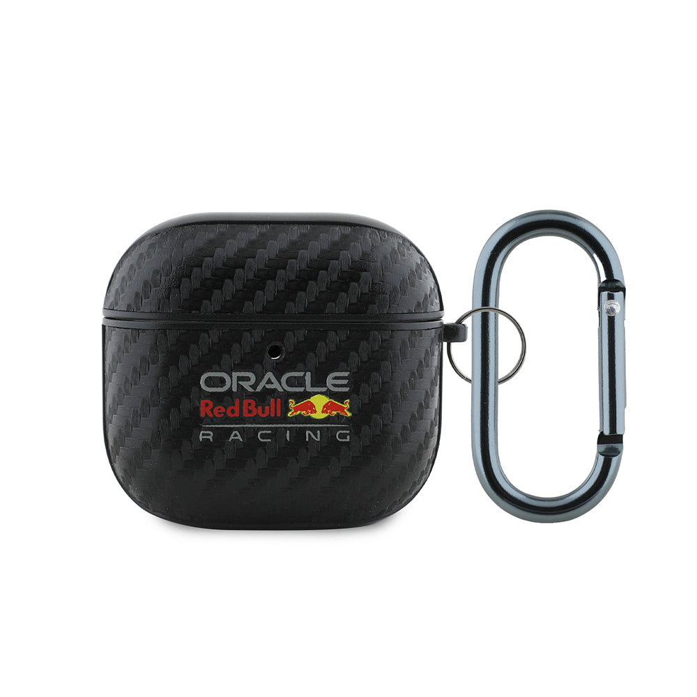 Apple Airpods 4 Case Redbull Original Licensed PU Carbon Fiber Design Cover with Strap Black
