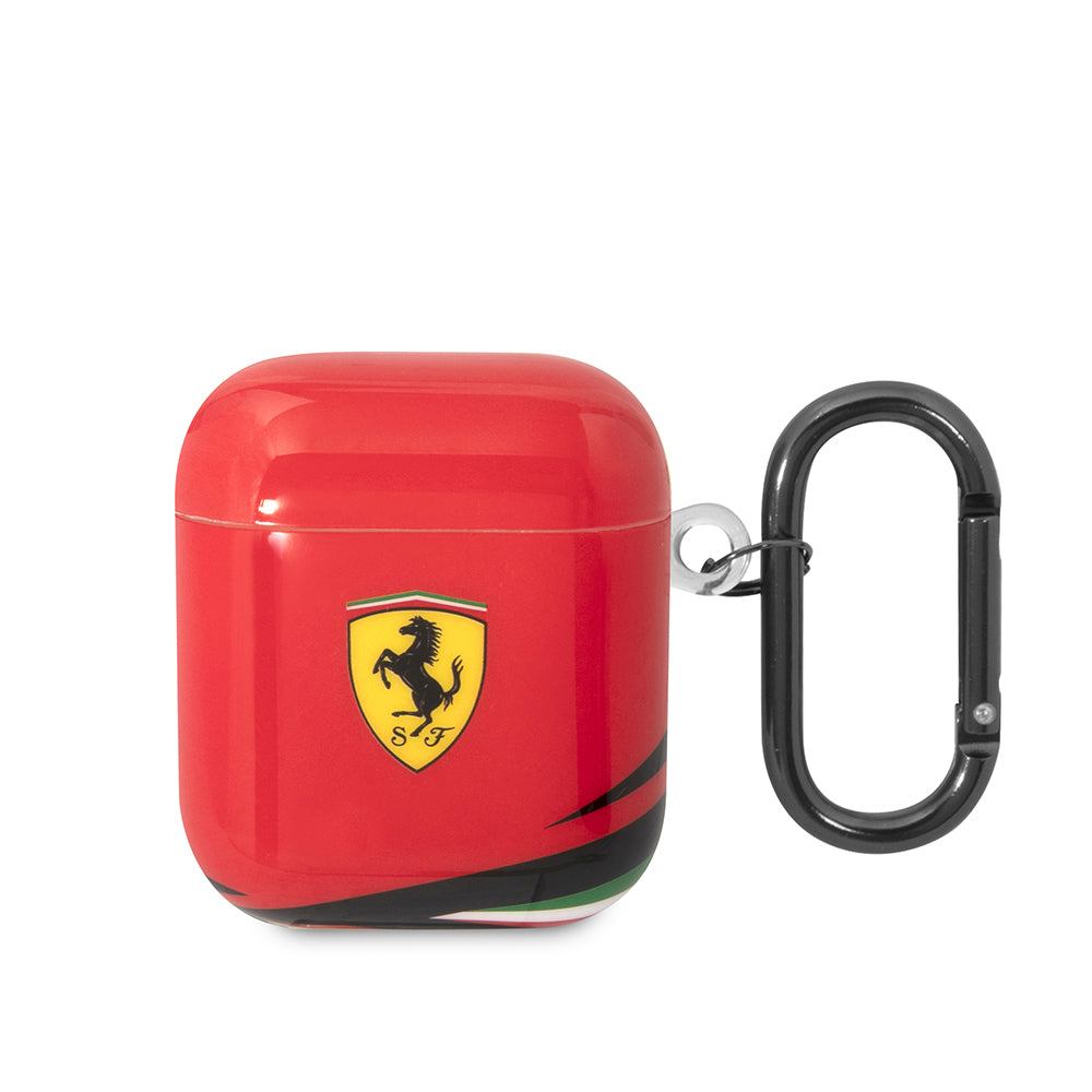 Apple Airpods Case Ferrari Original Licensed IML Printed Classic Logo TPU Case Red