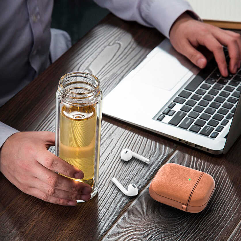Apple Airpods Case Wiwu Calfskin Case Brown