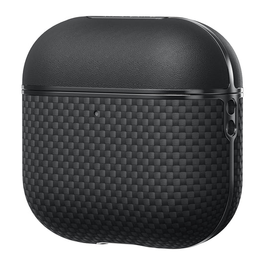 Apple Airpods Pro 2 Kılıf 1500D Aramid Fiber Pitaka Ultra-Slim Classic Serisi Black-Grey Twill Kapak Siyah-Gri