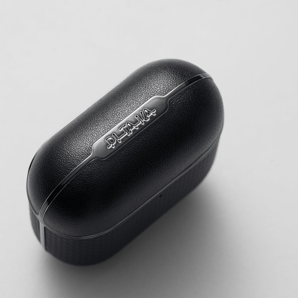 Apple Airpods Pro 2 Kılıf 1500D Aramid Fiber Pitaka Ultra-Slim Classic Serisi Black-Grey Twill Kapak Siyah-Gri