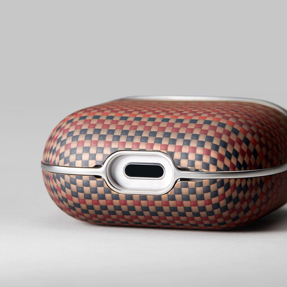 Apple Airpods Pro 2 Case Aramid Fiber Pitaka Tactile Woven Sunset-Moonrise Series Sunset Cover Brown