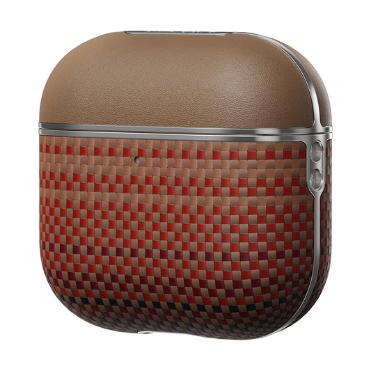 Apple Airpods Pro 2 Kılıf Aramid Fiber Pitaka Tactile Woven Sunset-Moonrise Serisi Sunset Kapak Kahverengi