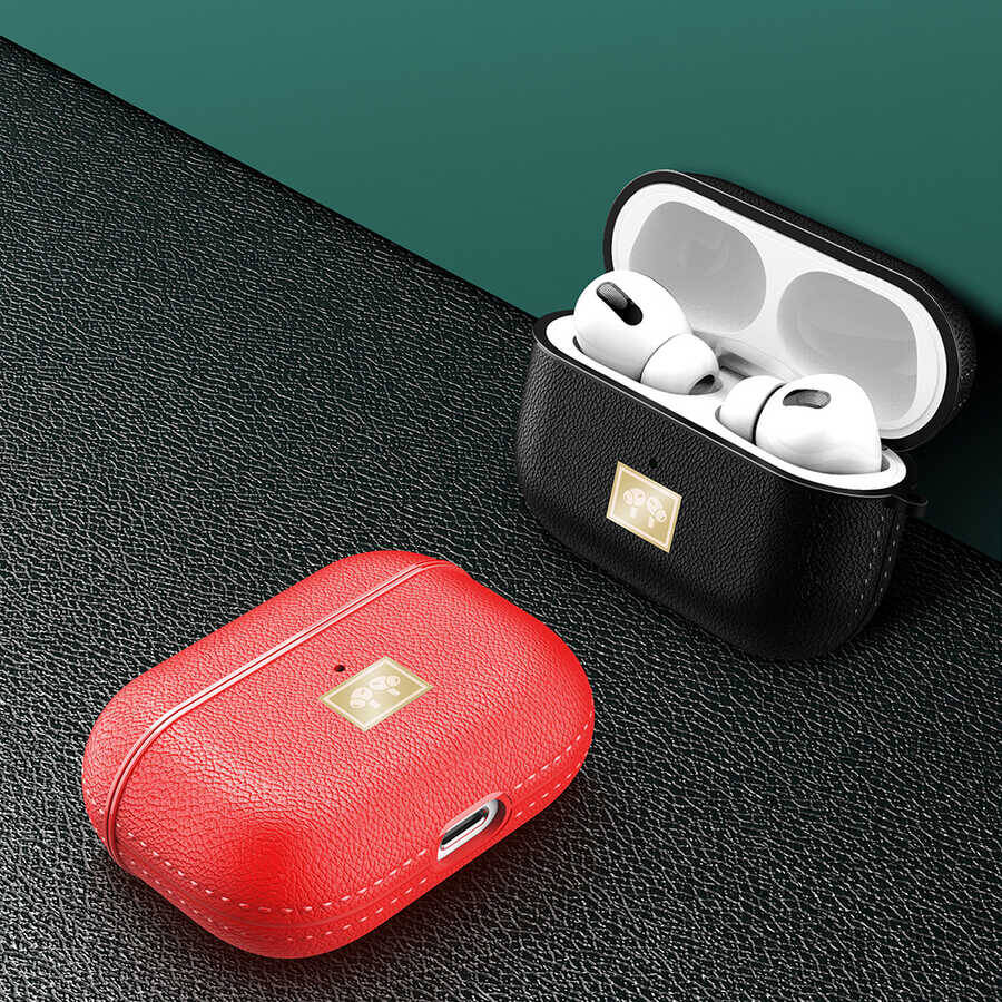 Apple Airpods Pro 2 Kılıf Deri Görünümlü Askı Aparatlı Wlons Kılıf Koyu Yeşil