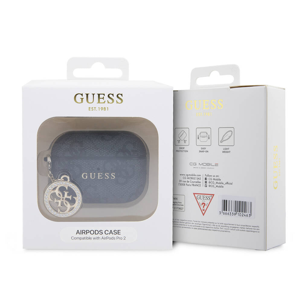 Apple Airpods Pro 2 Case Guess Original Licensed 4G Patterned Stone 4G Ornamental Chain Cover Brown