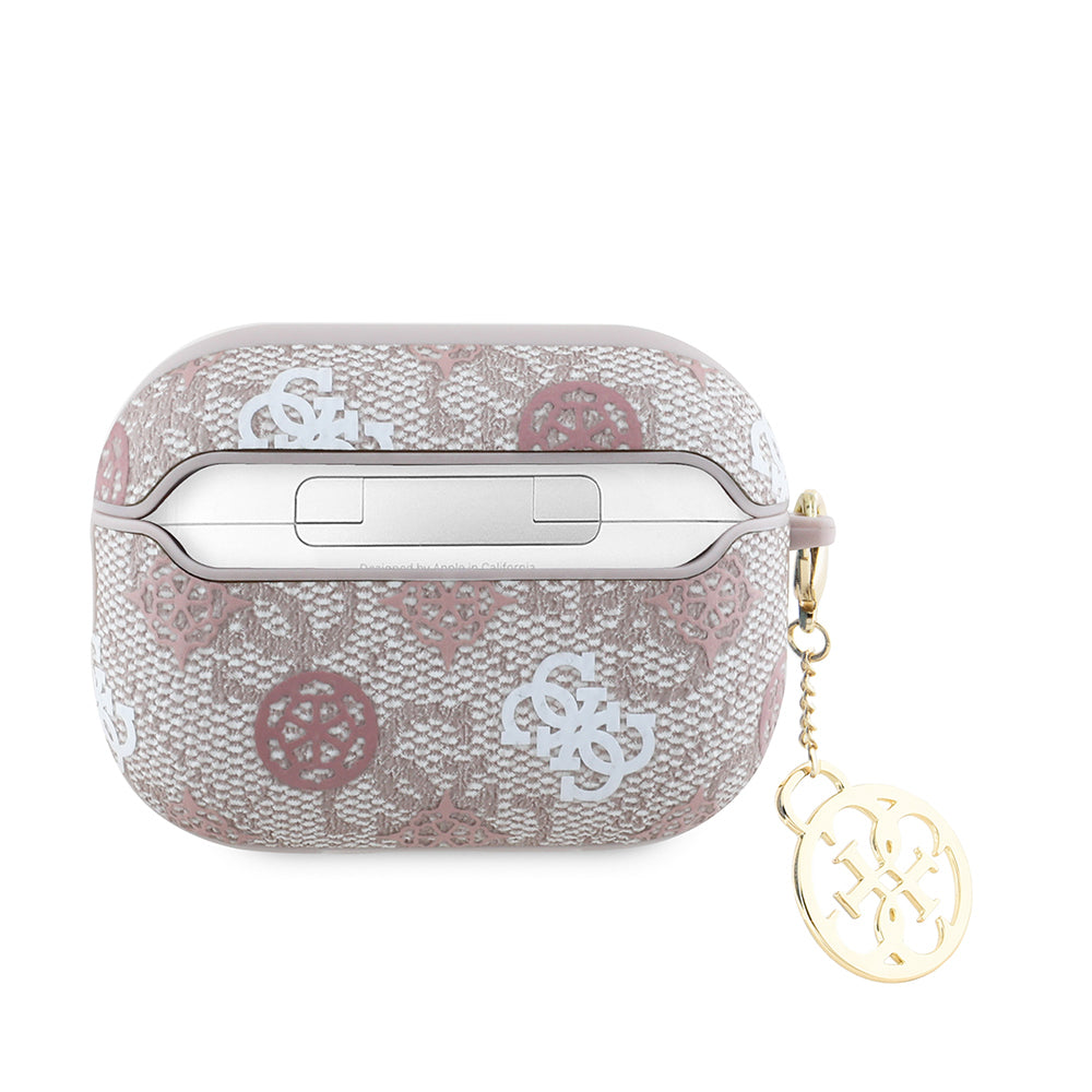 Apple Airpods Pro 2 Case Guess Original Licensed 4G Patterned Text Logo Peony Cover Pink