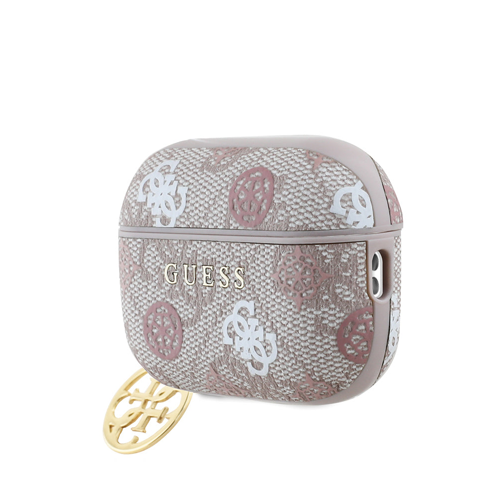 Apple Airpods Pro 2 Case Guess Original Licensed 4G Patterned Text Logo Peony Cover Pink
