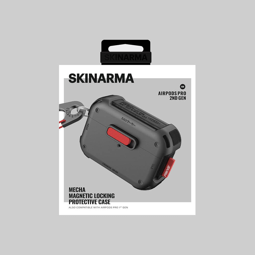 Apple AirPods Pro 2 Case SkinArma Magnetic Lock Airbag Design Mecha Case Silver