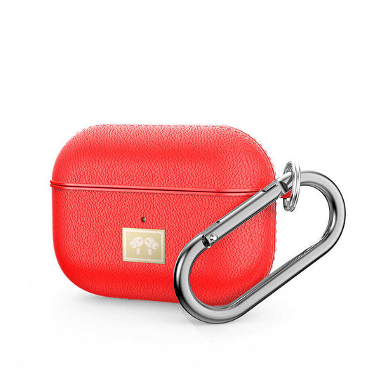 Apple Airpods Pro Kılıf Deri Görünümlü Askı Aparatlı Wlons Kılıf Kırmızı