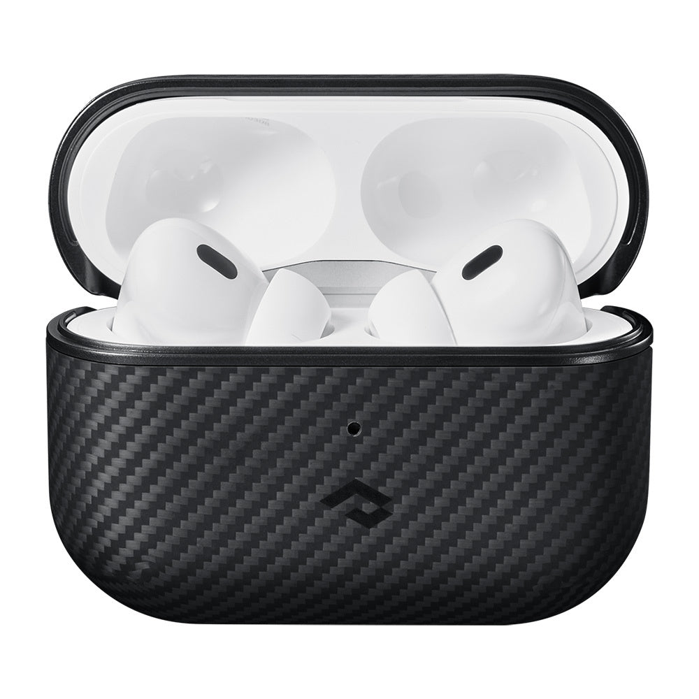 Apple Airpods Pro Kılıf M-safe Şarj Özellikli 600D Aramid Fiber Pitaka Classic Serisi Black-Grey Twill Kılıf Siyah-Gri