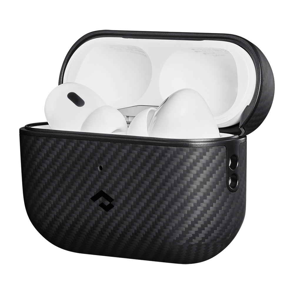 Apple Airpods Pro Kılıf M-safe Şarj Özellikli 600D Aramid Fiber Pitaka Classic Serisi Black-Grey Twill Kılıf Siyah-Gri