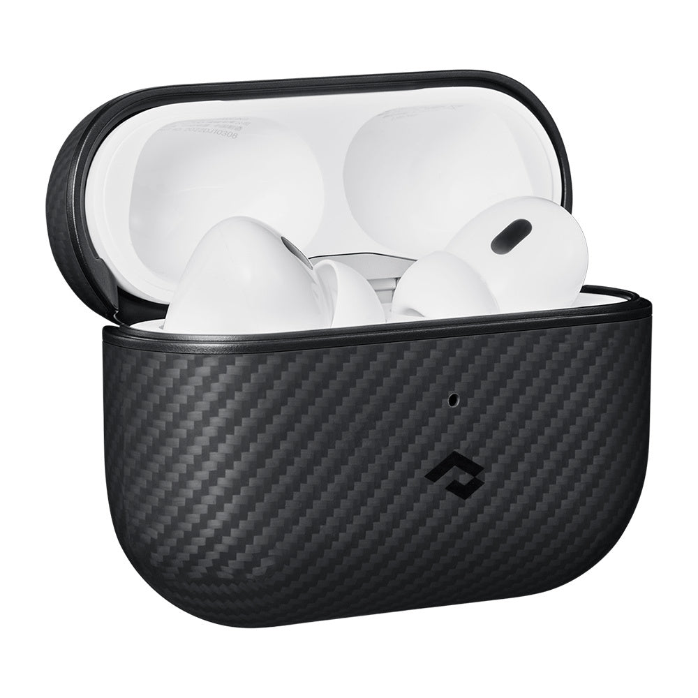 Apple Airpods Pro Kılıf M-safe Şarj Özellikli 600D Aramid Fiber Pitaka Classic Serisi Black-Grey Twill Kılıf Siyah-Gri